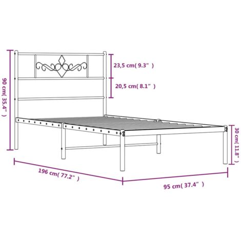 Vidaxl - Estructura de cama con cabecero 90x190 cm Metal blanco, cama de metal, fácil montaje
