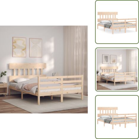 vidaXL Estructura de cama con cabecero madera maciza 120x200 cm