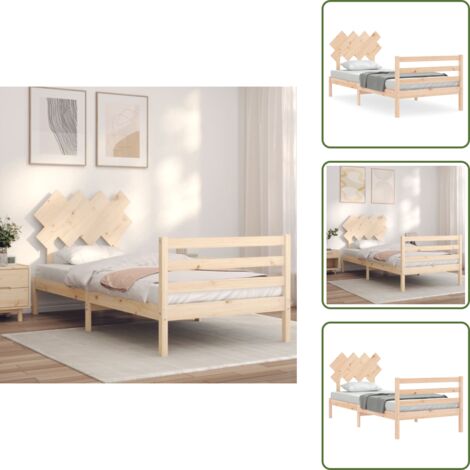 vidaXL Estructura de cama con cabecero madera maciza 90x200 cm
