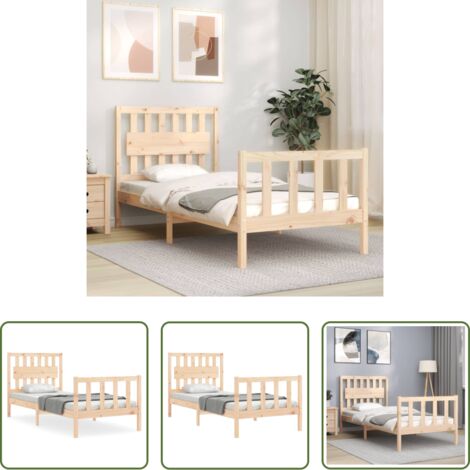vidaXL Estructura de cama con cabecero madera maciza