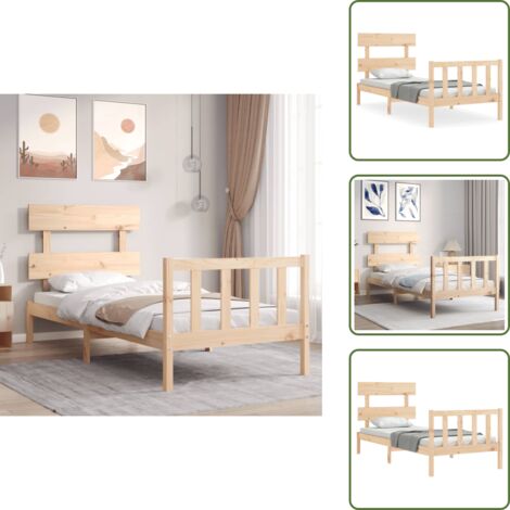 vidaXL Estructura de cama con cabecero madera maciza