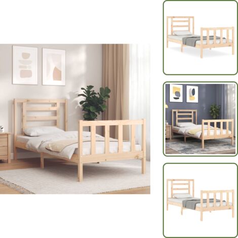 vidaXL Estructura de cama con cabecero madera maciza