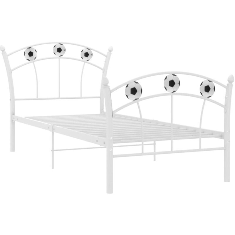 

vidaXL Estructura de cama con diseño de fútbol metal 90x200 cm blanco - Blanco