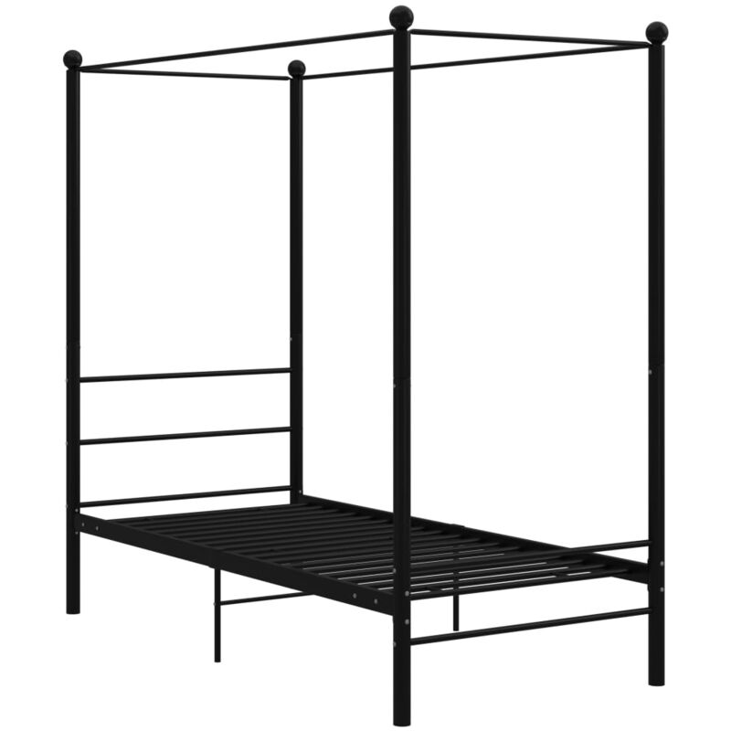 

Estructura de cama con dosel metal negro 90x200 cm - Negro - Vidaxl