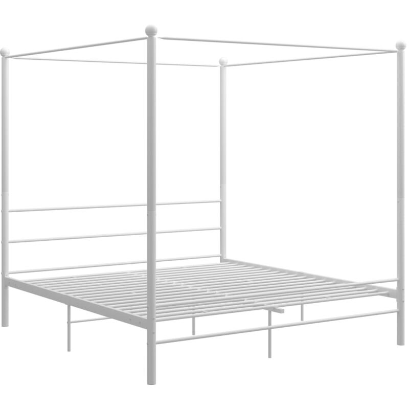 

Estructura de cama con dosel metal blanco 180x200 cm - Blanco - Vidaxl