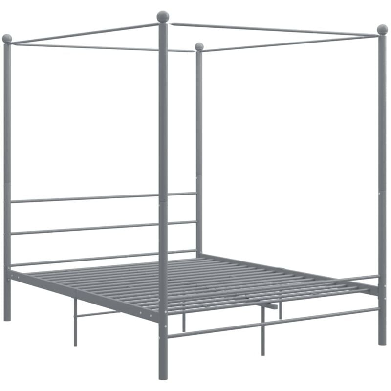 

vidaXL Estructura de cama con dosel metal gris 160x200 cm - Gris