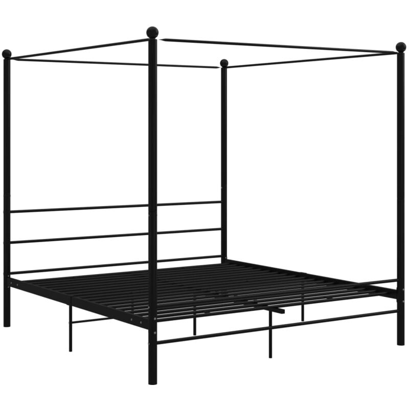 

vidaXL Estructura de cama con dosel metal negro 200x200 cm - Negro