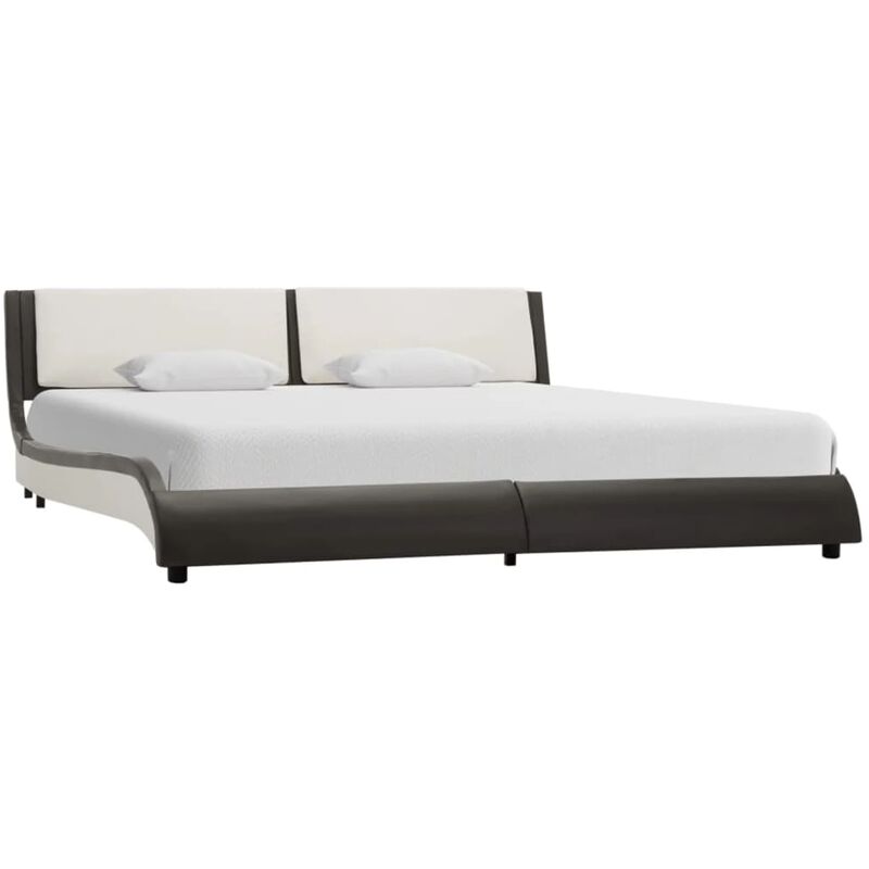 

Estructura de cama con LED cuero PE gris y blanca 150x200 cm - Negro - Vidaxl