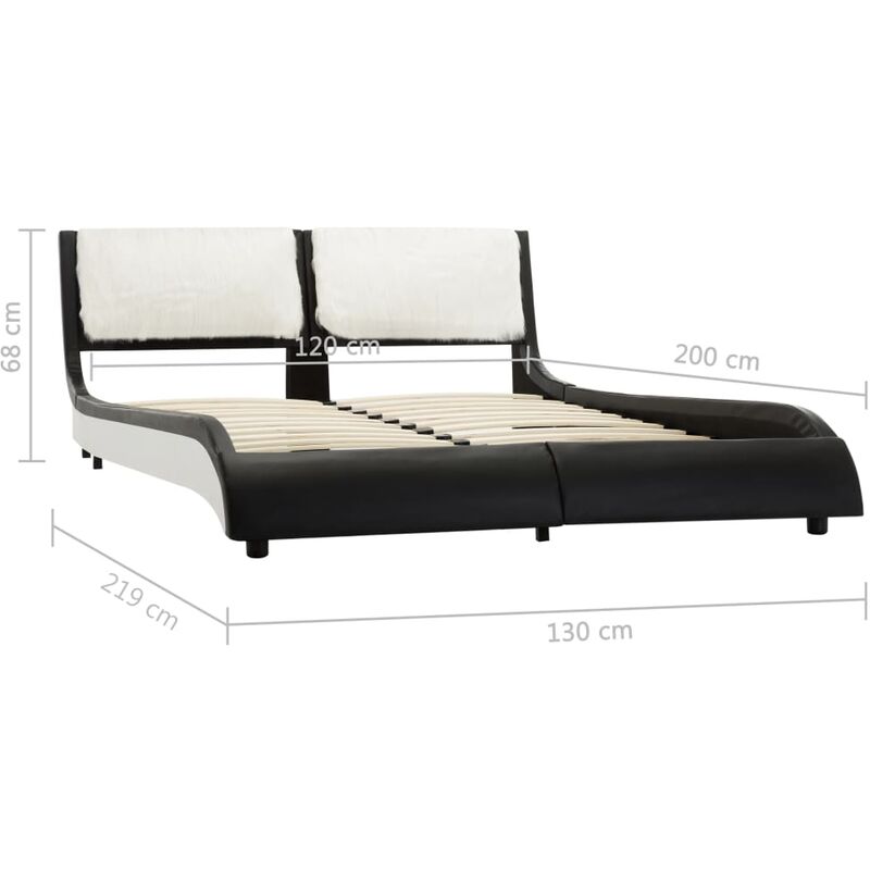 

Estructura de cama con LED cuero PE negra y blanca 120x190 cm - Negro - Vidaxl