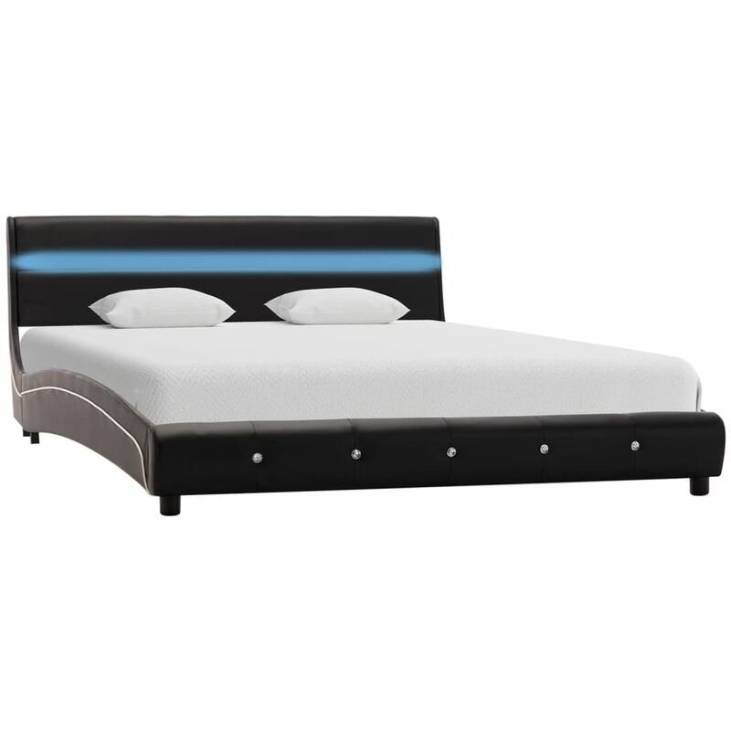

vidaXL Estructura de cama polipiel negra 135x190 cm - Negro