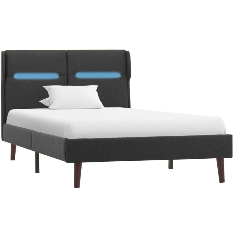 

vidaXL Estructura de Cama con LED Tela Gris Oscuro 90x200 cm - Gris