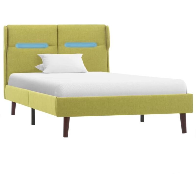 

vidaXL Estructura de Cama con LED Tela Verde 100x200 cm - Verde