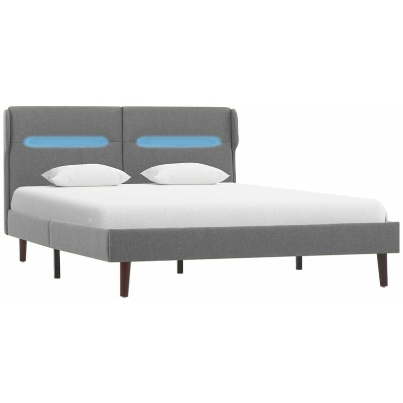 

vidaXL Estructura de Cama con LED Tela Gris Claro 120x200 cm - Gris