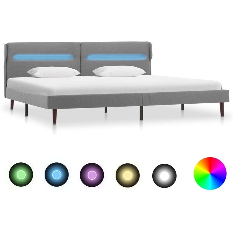 

Estructura de Cama con LED Tela Gris Claro 140x200 cm - Gris - Vidaxl