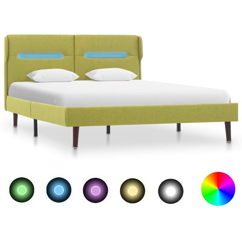 

Estructura de Cama con LED Tela Verde 120x200 cm - Verde - Vidaxl