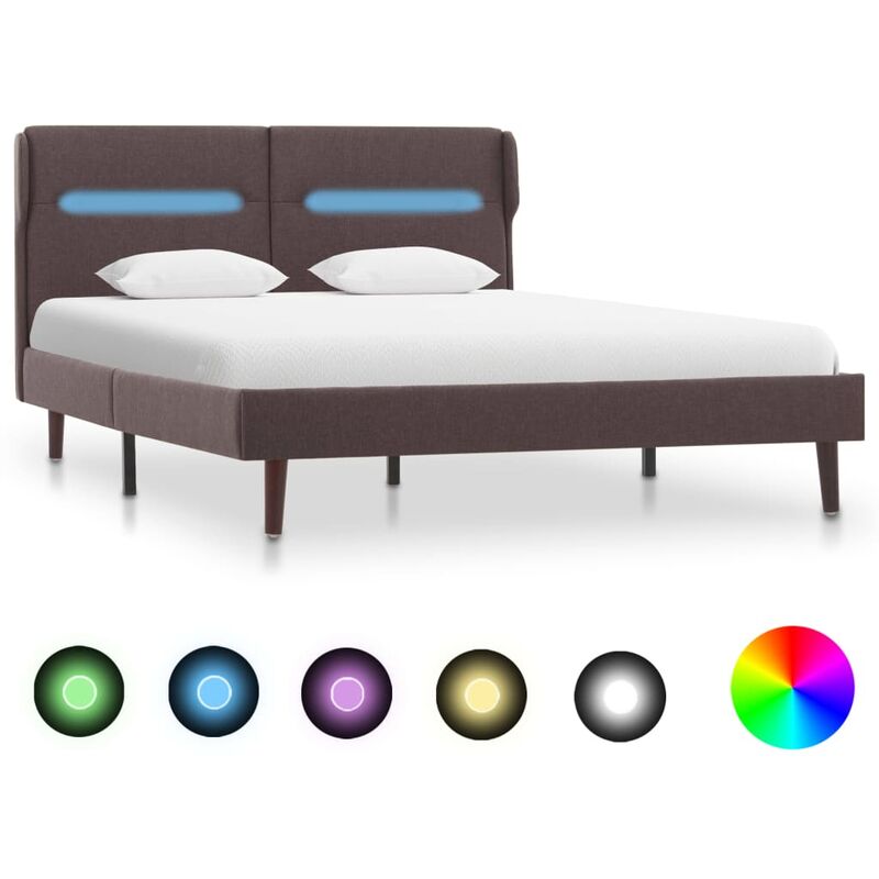 

Estructura de Cama con LED Tela Gris Taupe 120x200 cm - Marrón - Vidaxl