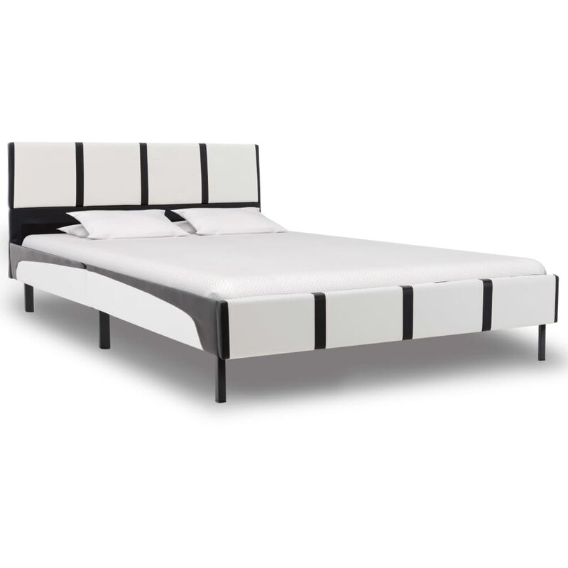

Estructura de cama cuero sintético blanca y negra 120x190 cm - Blanco - Vidaxl