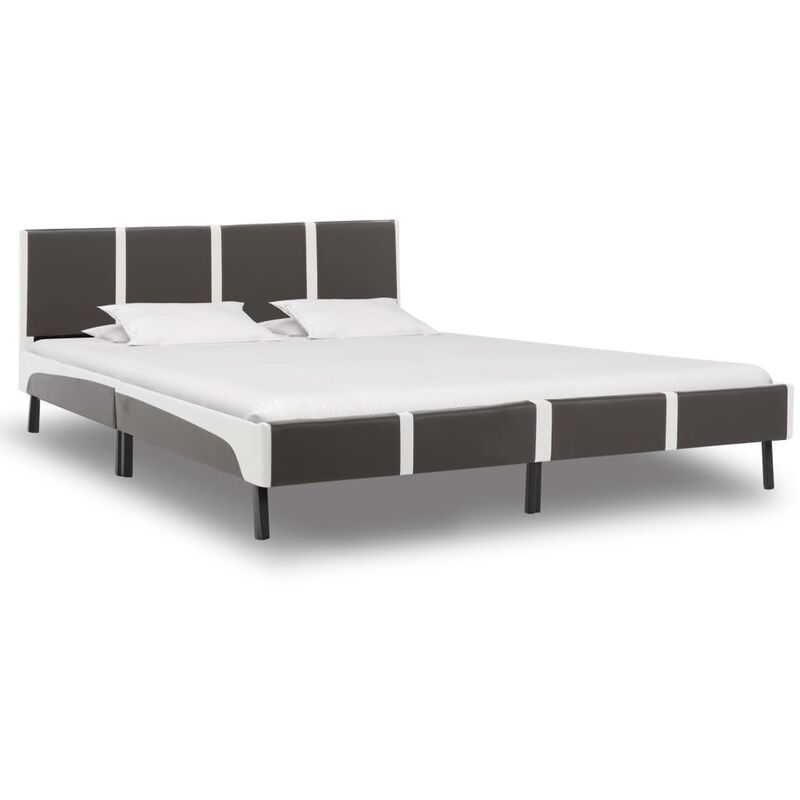 

Estructura de cama cuero sintético gris y blanca 150x200 cm - Gris - Vidaxl