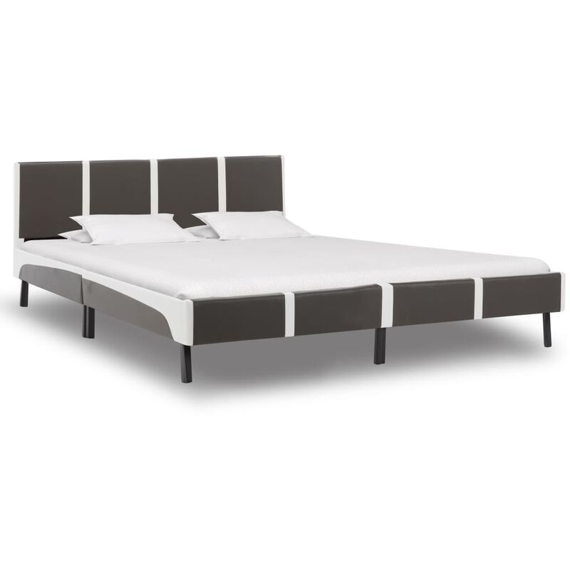 

Estructura de cama cuero sintético gris y blanca 180x200 cm - Gris - Vidaxl