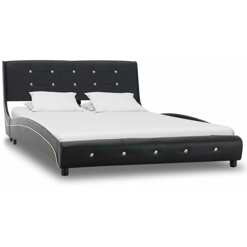 

vidaXL Estructura de cama cuero sintético negra 120x190 cm - Negro