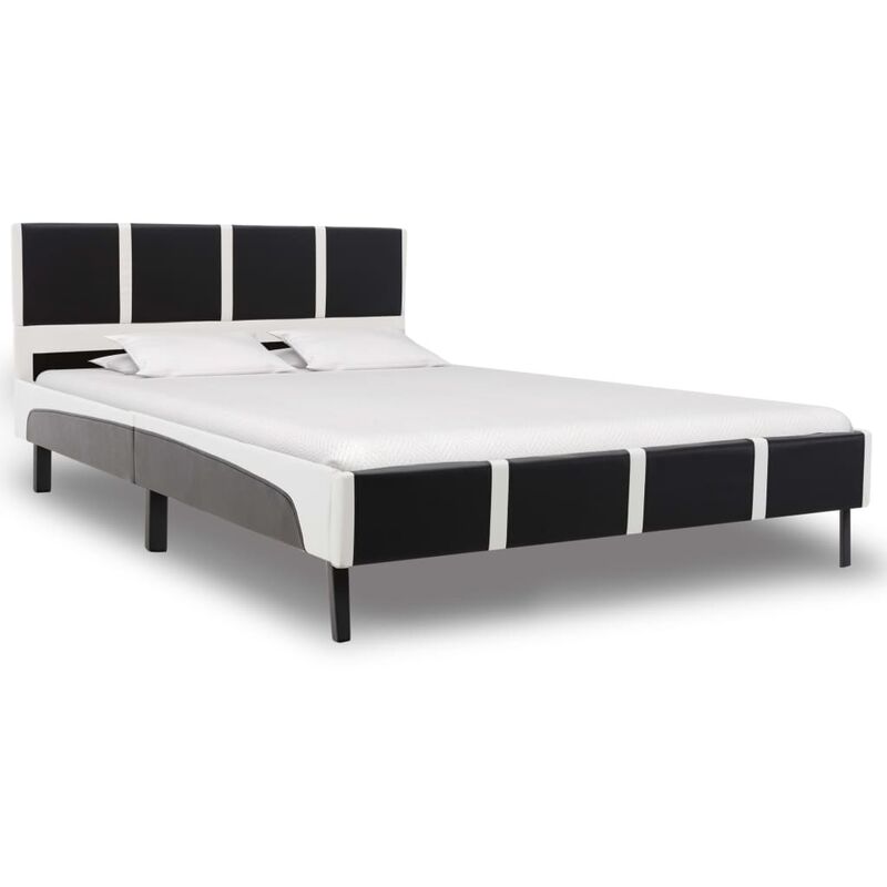 

vidaXL Estructura de cama cuero sintético negra y blanca 120x190 cm - Negro