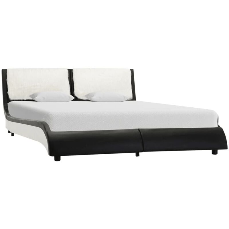 

Estructura de cama cuero sintético negra y blanca 120x190 cm - Negro - Vidaxl