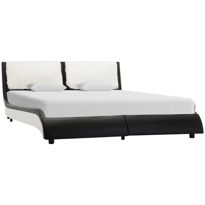 

Estructura de cama cuero sintético negra y blanca 135x190 cm - Negro - Vidaxl