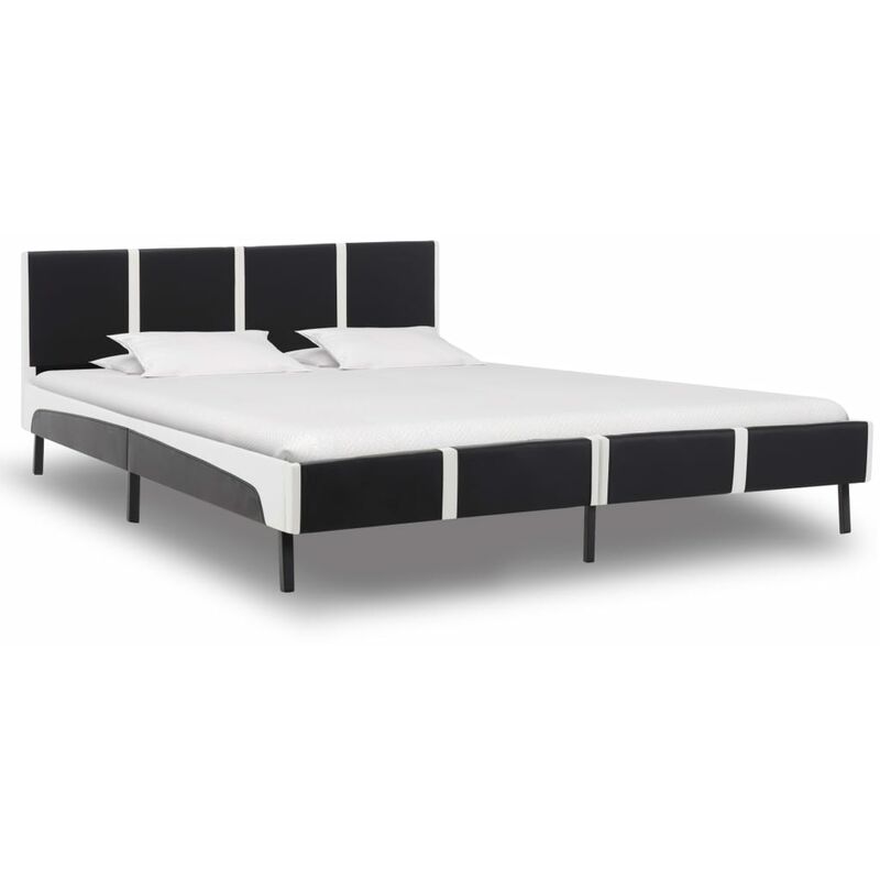 

vidaXL Estructura de cama cuero sintético negra y blanca 150x200 cm - Negro