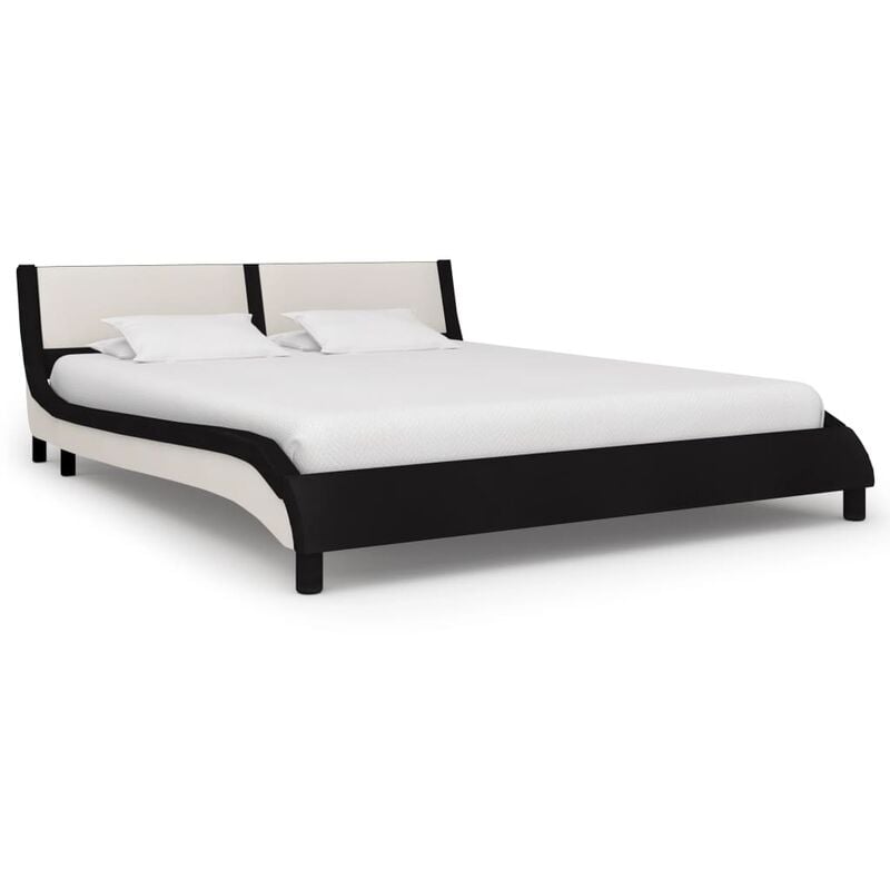 

Estructura de cama cuero sintético negra y blanca 180x200 cm - Negro - Vidaxl