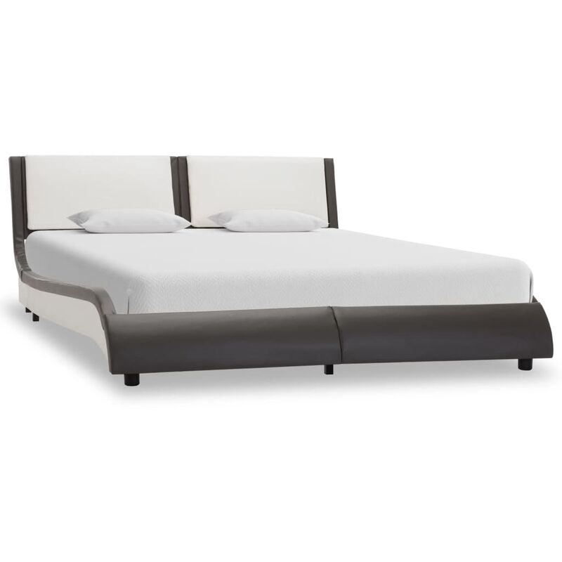 

Estructura de cama cuero sintético gris y blanca 120x190 cm - Gris - Vidaxl