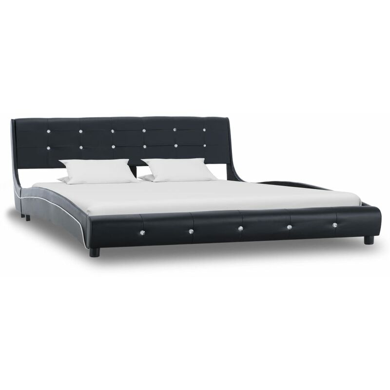 

Estructura de cama cuero sintético negro 150x200 cm - Negro - Vidaxl