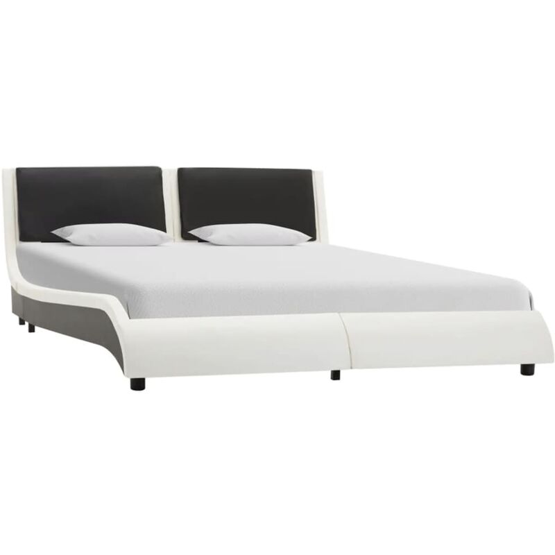 

Estructura de cama cuero sintético negro y blanco 135x190 cm - Blanco - Vidaxl