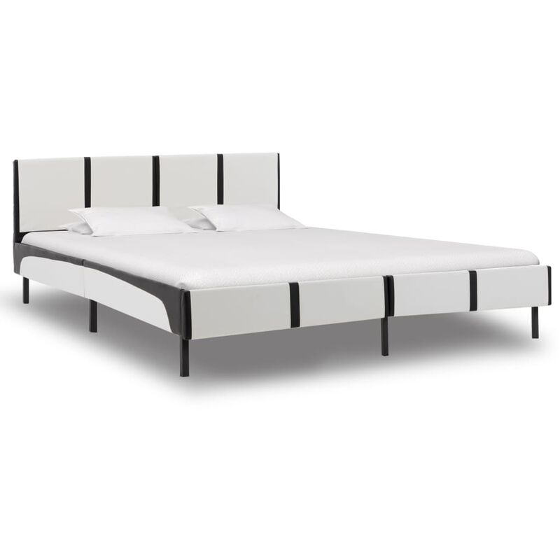 

Estructura de cama cuero sintético negro y blanco 180x200 cm - Blanco - Vidaxl