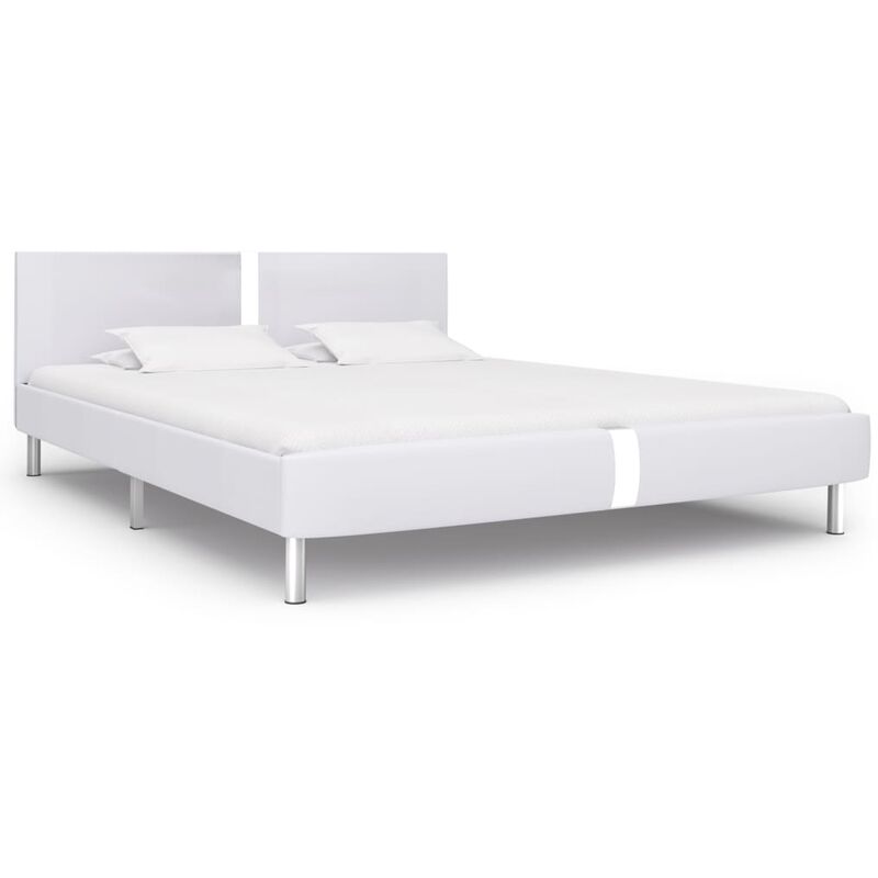 

vidaXL Estructura de Cama de Cuero Sintético Blanco 160x200 cm - Blanco