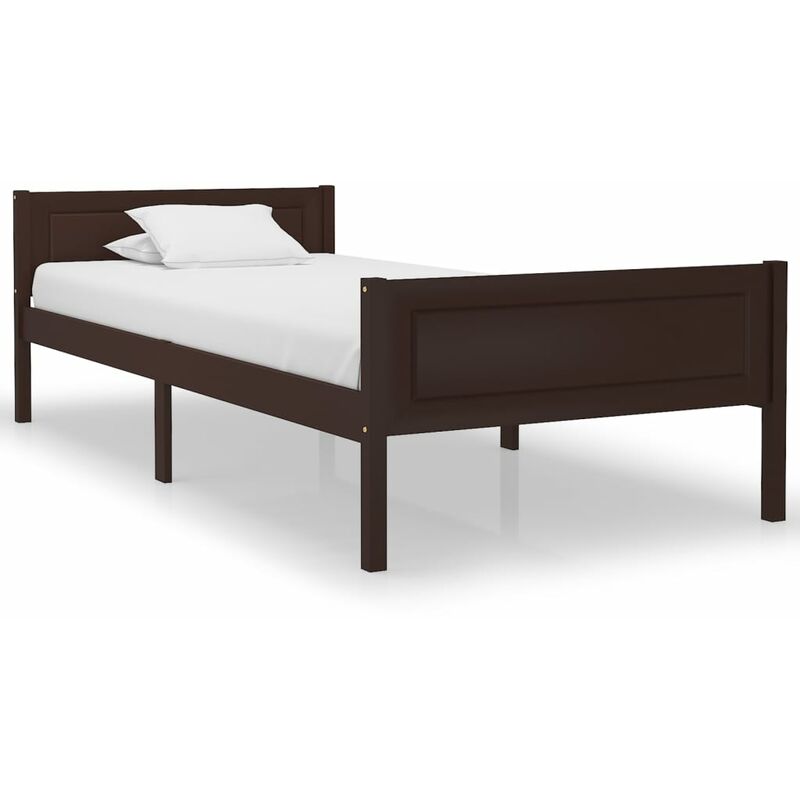 

vidaXL Estructura de cama de madera de pino maciza marrón oscuro 90x200 cm - Marrón