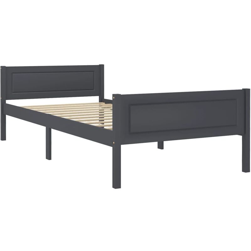 

vidaXL Estructura de cama de madera de pino maciza gris 90x200 cm - Gris