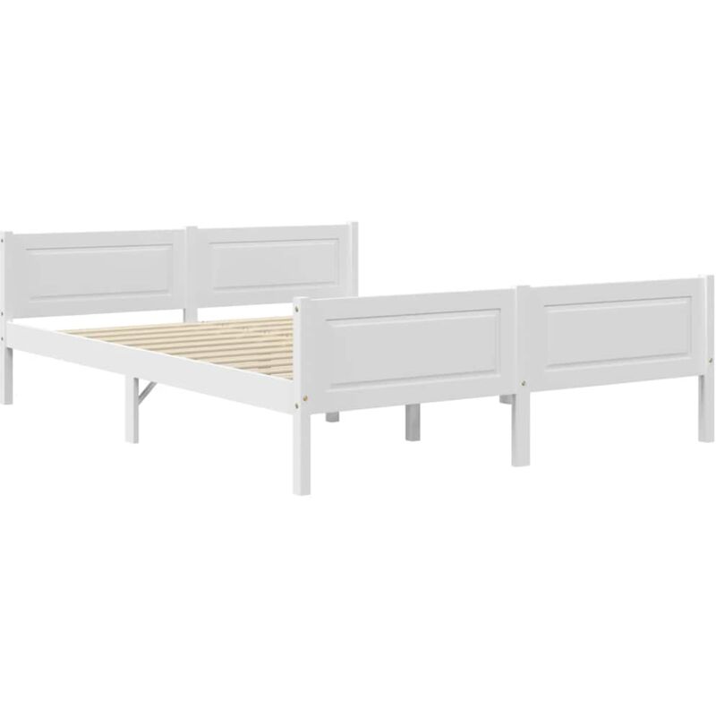 

Estructura de cama de madera de pino maciza blanca 120x200 cm - Blanco - Vidaxl