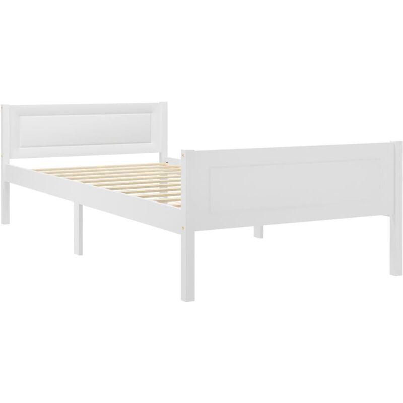 

Estructura de cama de madera de pino maciza blanca 90x200 cm - Blanco - Vidaxl