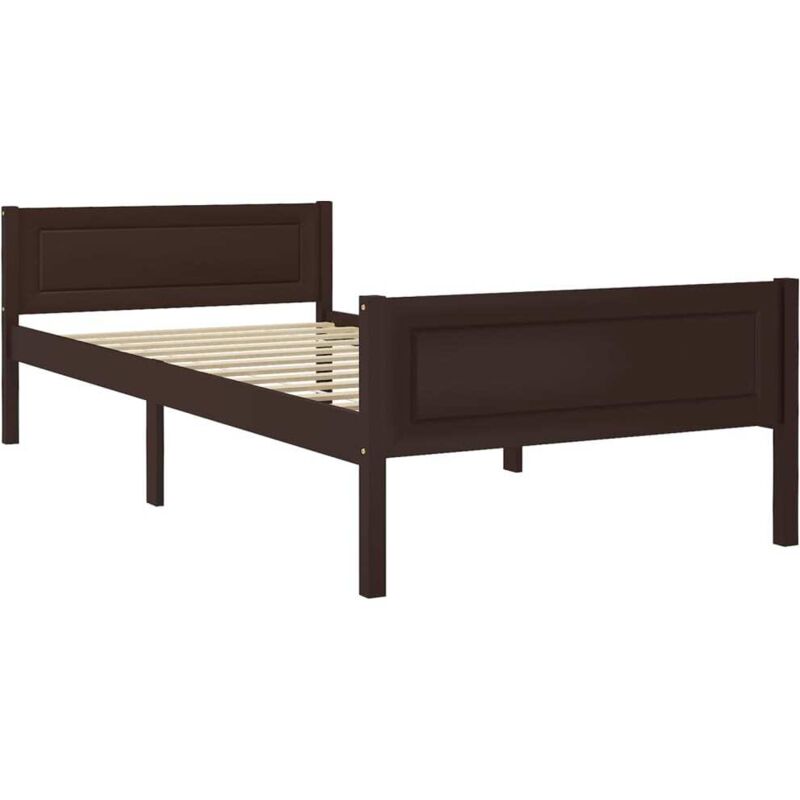 

vidaXL Estructura de cama de madera de pino maciza marrón oscuro 100x200 cm - Marrón