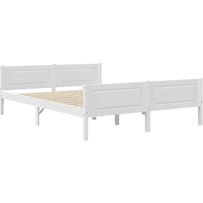 

Estructura de cama de madera de pino maciza blanca 140x200 cm - Blanco - Vidaxl