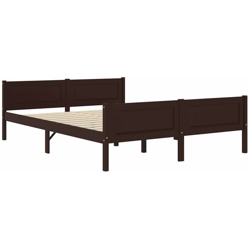 

Estructura de cama de madera de pino maciza marrón oscuro 140x200 cm - Marrón - Vidaxl