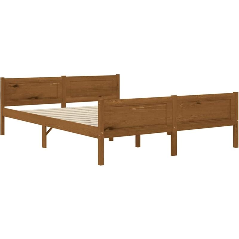 

Estructura de cama de madera de pino maciza marrón miel 160x200 cm - Marrón - Vidaxl