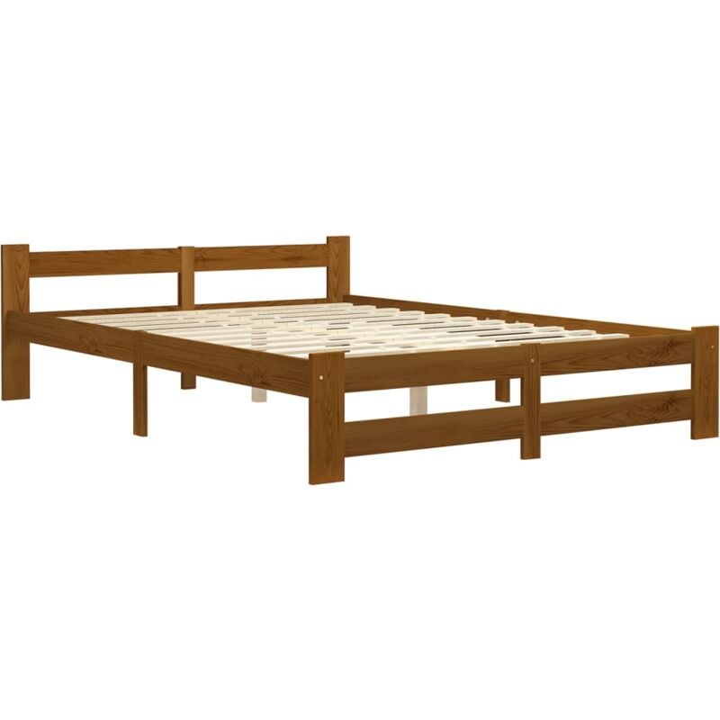 

Estructura de cama madera maciza de pino marrón miel 160x200 cm - Marrón - Vidaxl