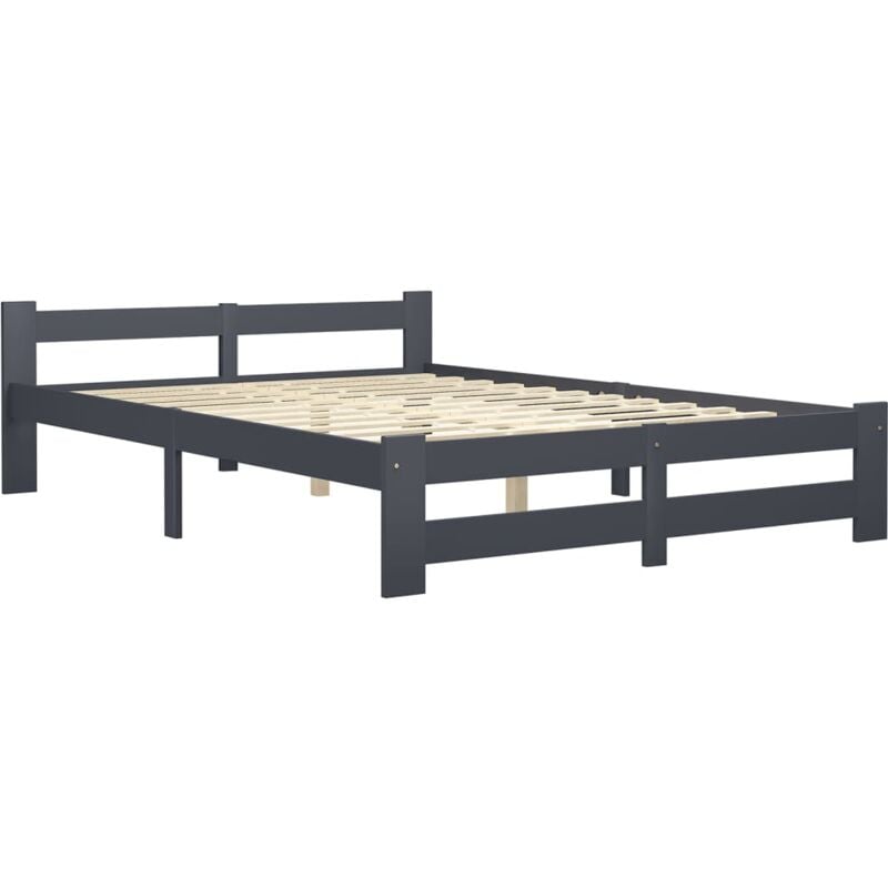 

Estructura de cama madera maciza de pino marrón oscuro gris 160x200 cm - Gris - Vidaxl