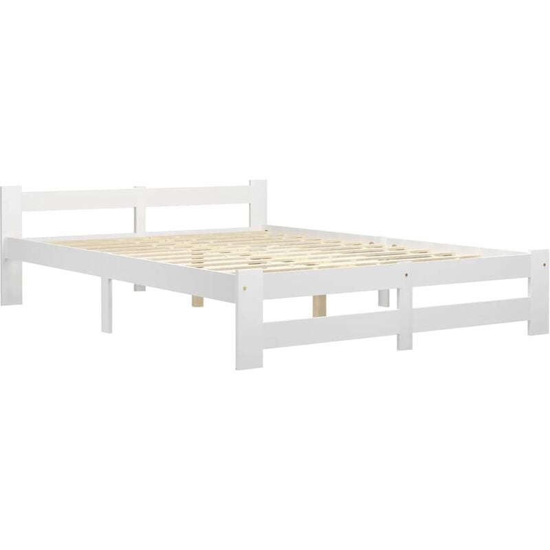 

Estructura de cama madera maciza de pino blanco 160x200 cm - Blanco - Vidaxl