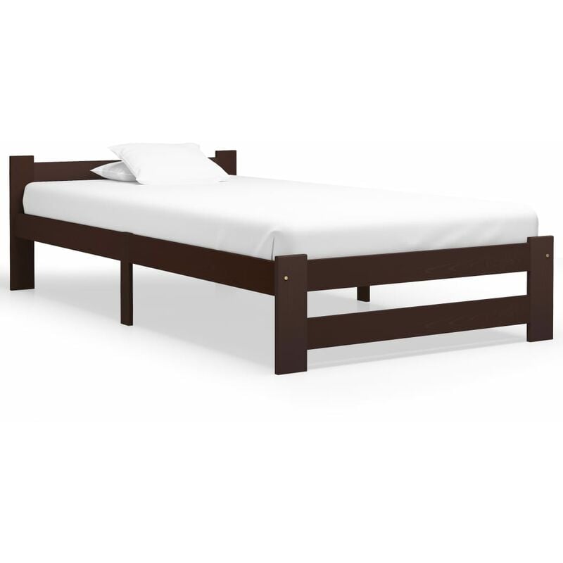 

Estructura de cama madera maciza de pino marrón oscuro 90x200 cm - Marrón - Vidaxl