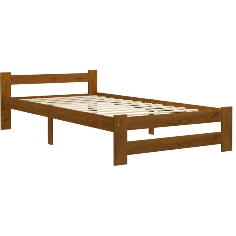

Estructura de cama madera maciza de pino marrón miel 100x200 cm - Marrón - Vidaxl