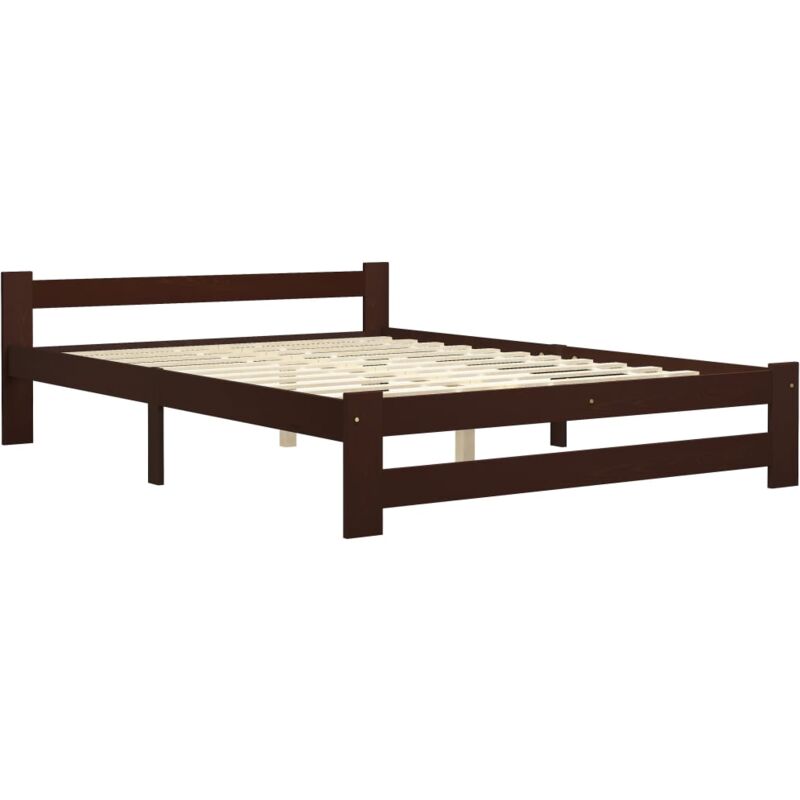 

Estructura de cama madera maciza de pino marrón oscuro 180x200 cm - Marrón - Vidaxl