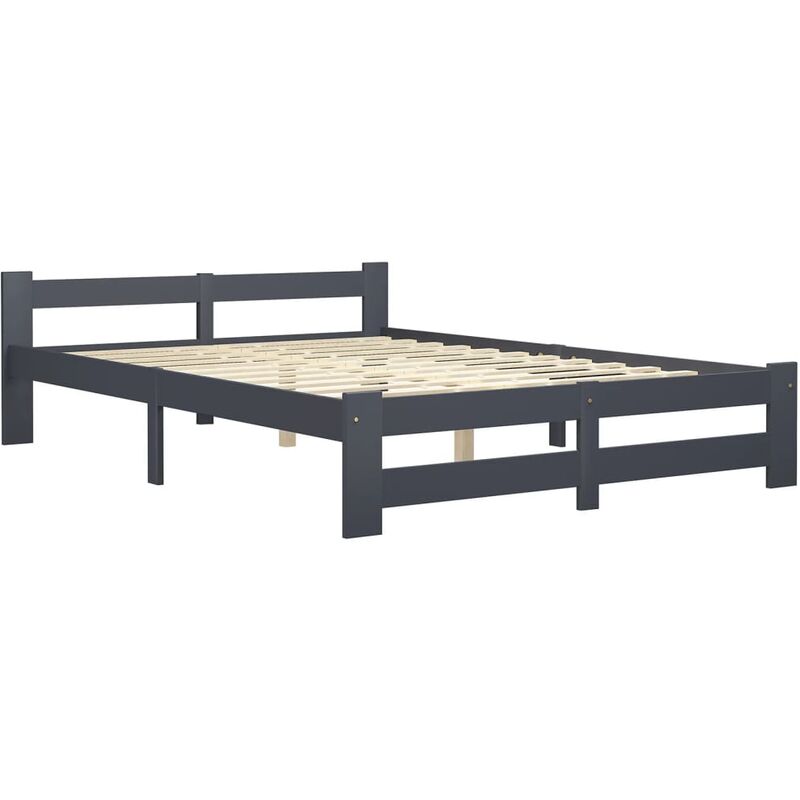 

vidaXL Estructura de cama madera maciza de pino marrón oscuro gris 140x200 cm - Gris