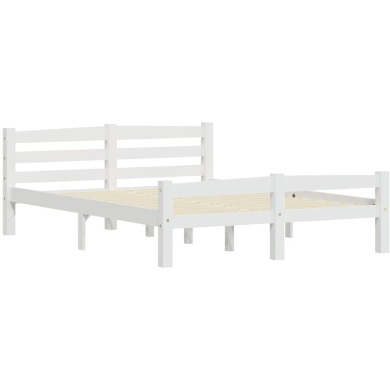 

Estructura de cama de madera maciza de pino blanca 140x200 cm - Blanco - Vidaxl